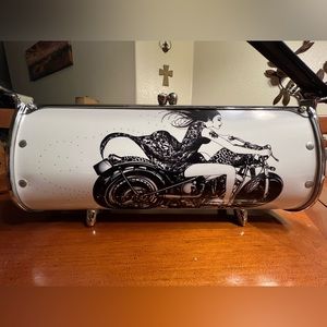Little Earth Metal Style Barrel Motorcycle Purse.